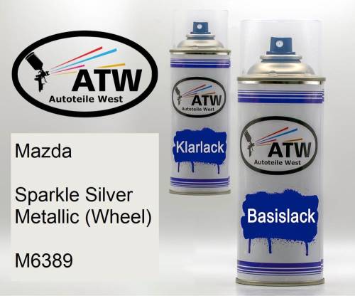 Mazda, Sparkle Silver Metallic (Wheel), M6389: 400ml Sprühdose + 400ml Klarlack - Set, von ATW Autoteile West.